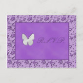 Silver Butterfly op Paarse R.S.V.P. Briefkaart (Voorkant)