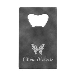 Silver Butterfly & Velvet Bottle Opener Creditkaart Flessenopener