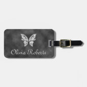 Silver Butterfly & Velvet Gepersonaliseerd Bagagel Bagagelabel (Voorkant horizontaal)