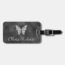 Silver Butterfly & Velvet Gepersonaliseerd Bagagel