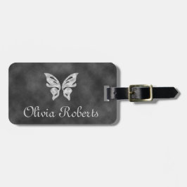 Silver Butterfly & Velvet Gepersonaliseerd Bagagel Bagagelabel