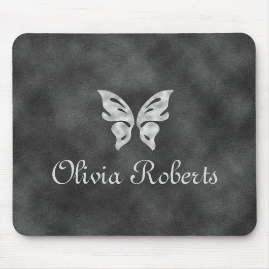 Silver Butterfly & Velvet Gepersonaliseerde Muisma Muismat (Voorkant)