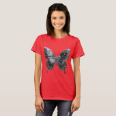 Silver Butterfly with Open Wings Elegant T-shirt (Voorkant volledig)