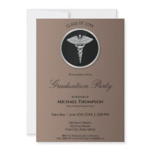 Silver Caduceus Medical Afstuderen Invitation