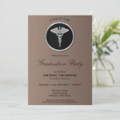 Silver Caduceus Medical Afstuderen Invitation Kaart (Staand voorkant)
