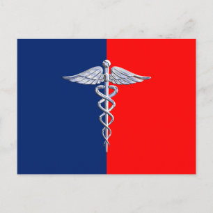 Silver Caduceus Medical Symbol League Briefkaart