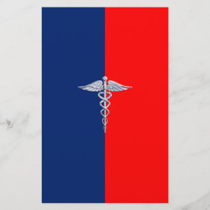 Silver Caduceus Medical Symbol League Briefpapier