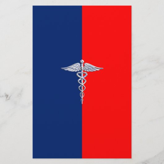 Silver Caduceus Medical Symbol League Briefpapier (Voorkant)