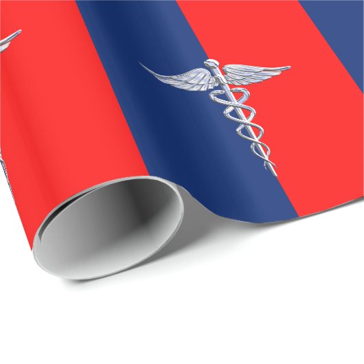 Silver Caduceus Medical Symbol League Cadeaupapier (Rol Hoek)