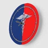 Silver Caduceus Medical Symbol League Grote Klok (Hoek)