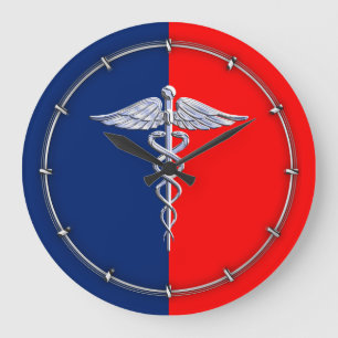 Silver Caduceus Medical Symbol League Grote Klok
