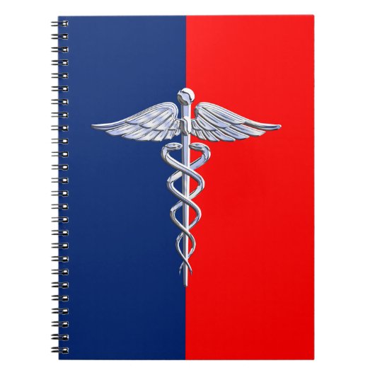 Silver Caduceus Medical Symbol League Notitieboek (Voorkant)