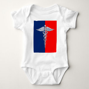 Silver Caduceus Medical Symbol League Romper