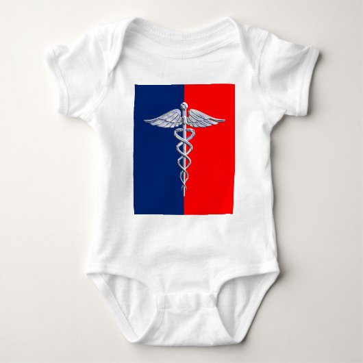 Silver Caduceus Medical Symbol League Romper (Voorkant)