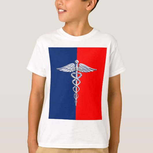 Silver Caduceus Medical Symbol League T-shirt (Voorkant)