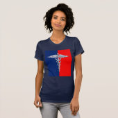 Silver Caduceus Medical Symbol League T-shirt (Voorkant volledig)