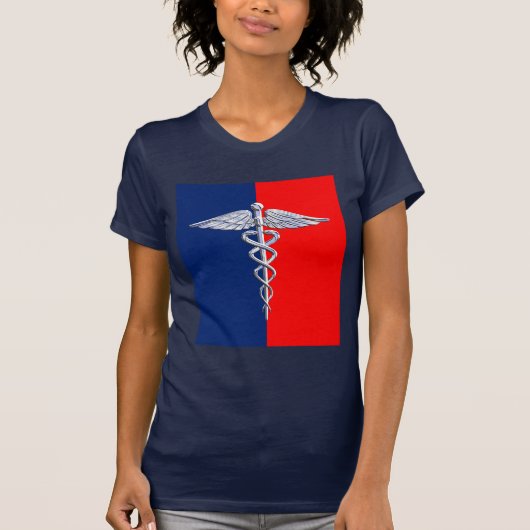 Silver Caduceus Medical Symbol League T-shirt (Voorkant)