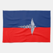 Silver Caduceus Medical Symbol League Theedoek (Horizontaal)