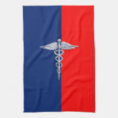 Silver Caduceus Medical Symbol League Theedoek (Verticaal)