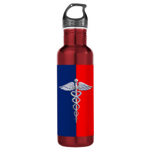 Silver Caduceus Medical Symbol League Waterfles