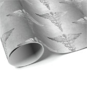 Silver Caduceus Medical Symbol Patroon Cadeaupapier (Rol Hoek)