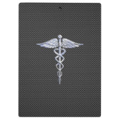 Silver Caduceus Medical Symbool Carbon Fiber Style Klembord (Achterkant)