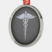Silver Caduceus Medical Symbool Carbon Fiber Style Metalen Ornament (Links)