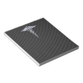 Silver Caduceus Medical Symbool Carbon Fiber Style Notitieblok (Schuin)
