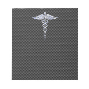 Silver Caduceus Medical Symbool Carbon Fiber Style Notitieblok