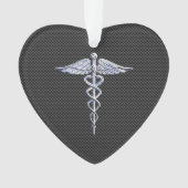 Silver Caduceus Medical Symbool Carbon Fiber Style Ornament (voorkant)