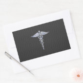 Silver Caduceus Medical Symbool Carbon Fiber Style Rechthoekige Sticker (Envelop)