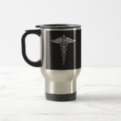 Silver Caduceus Medical Symbool Carbon Fiber Style Reisbeker (Links)