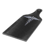 Silver Caduceus Medical Symbool Carbon Fiber Style Snijplank (Hoek)