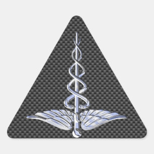 Silver Caduceus Medical Symbool Carbon Fiber Style Sticker