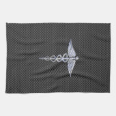 Silver Caduceus Medical Symbool Carbon Fiber Style Theedoek (Horizontaal)