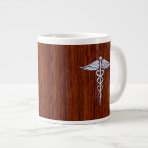 Silver Caduceus Medical Symbool Mahogany Decor Grote Koffiekop