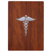 Silver Caduceus Medical Symbool Mahogany Decor Klembord (Achterkant)