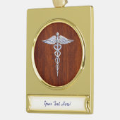 Silver Caduceus Medical Symbool Mahogany Decor Verguld Banner Ornament (Links)