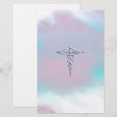 Silver Caduceus Medical Symbool Moeder Pareldecor Briefpapier (Voorkant / Achterkant)