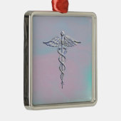 Silver Caduceus Medical Symbool Moeder Pareldecor Metalen Ornament (Rechts)