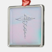 Silver Caduceus Medical Symbool Moeder Pareldecor Metalen Ornament (Links)