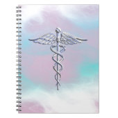 Silver Caduceus Medical Symbool Moeder Pareldecor Notitieboek (Voorkant)