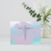 Silver Caduceus Medical Symbool Moeder Pearl Briefkaart (Staand voorkant)