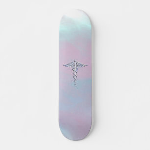 Silver Caduceus Medical Symbool Moeder Pearl Persoonlijk Skateboard