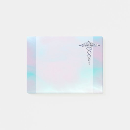 Silver Caduceus Medical Symbool Moeder Pearl Post-it® Notes (Voorkant)
