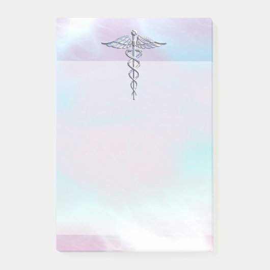 Silver Caduceus Medical Symbool Moeder Pearl Post-it® Notes (Voorkant)
