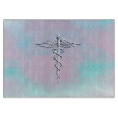 Silver Caduceus Medical Symbool Moeder Pearl Snijplank (Voorkant)