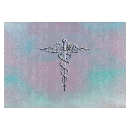 Silver Caduceus Medical Symbool Moeder Pearl Snijplank (Voorkant)