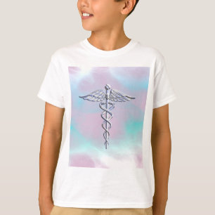 Silver Caduceus Medical Symbool Moeder Pearl T-shirt