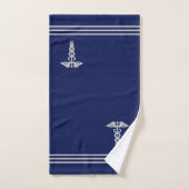 Silver Caduceus & Stripes op Navy Blue Bad Handdoek (Handdoek)